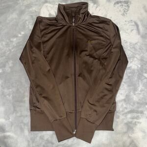Nike The Athletic Dept Track Jacket Brown Gold Swoosh Women's S Y2K